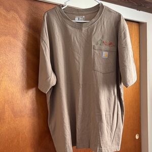 Carhartt Men's Tan Short Sleeve Pocket Tee with Embroidery